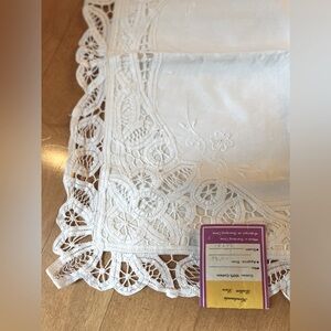 Vintage handmade battenburg Lace cotton 18x18 pillow sham with zipper